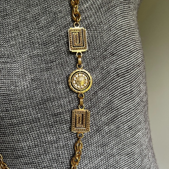 Chunky gold chain Etruscan style Greek key necklace - Picture 4 of 5